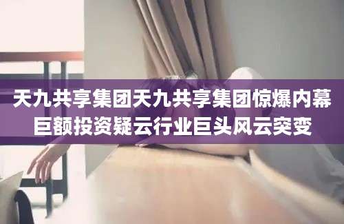 天九共享集团天九共享集团惊爆内幕巨额投资疑云行业巨头风云突变