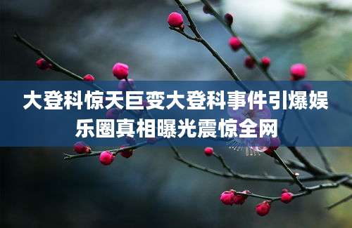 大登科惊天巨变大登科事件引爆娱乐圈真相曝光震惊全网