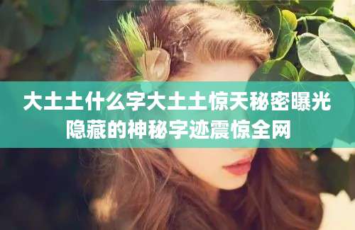 大土土什么字大土土惊天秘密曝光隐藏的神秘字迹震惊全网