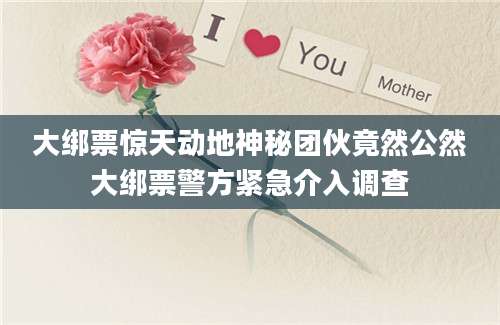 大绑票惊天动地神秘团伙竟然公然大绑票警方紧急介入调查