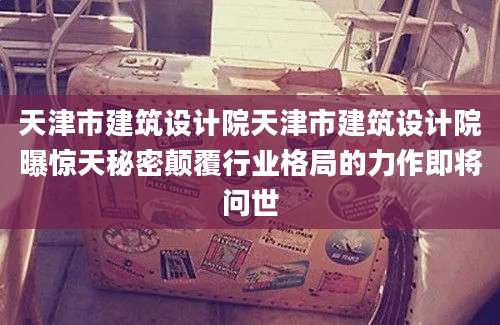 天津市建筑设计院天津市建筑设计院曝惊天秘密颠覆行业格局的力作即将问世
