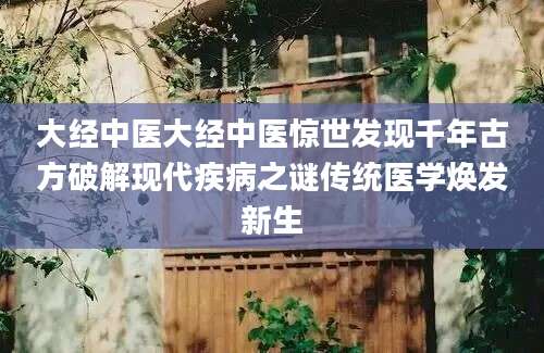 大经中医大经中医惊世发现千年古方破解现代疾病之谜传统医学焕发新生