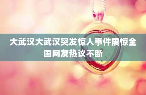 大武汉大武汉突发惊人事件震惊全国网友热议不断