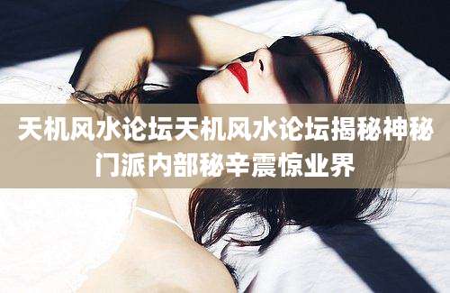 天机风水论坛天机风水论坛揭秘神秘门派内部秘辛震惊业界