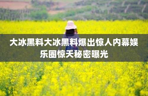 大冰黑料大冰黑料爆出惊人内幕娱乐圈惊天秘密曝光