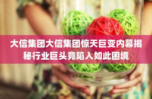 大信集团大信集团惊天巨变内幕揭秘行业巨头竟陷入如此困境