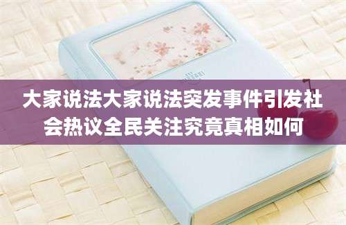 大家说法大家说法突发事件引发社会热议全民关注究竟真相如何