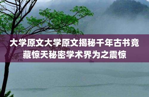 大学原文大学原文揭秘千年古书竟藏惊天秘密学术界为之震惊