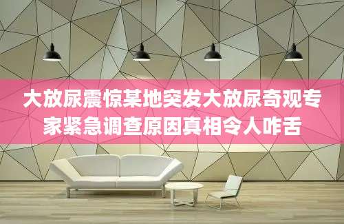 大放尿震惊某地突发大放尿奇观专家紧急调查原因真相令人咋舌
