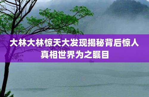 大林大林惊天大发现揭秘背后惊人真相世界为之瞩目