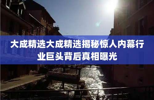 大成精选大成精选揭秘惊人内幕行业巨头背后真相曝光