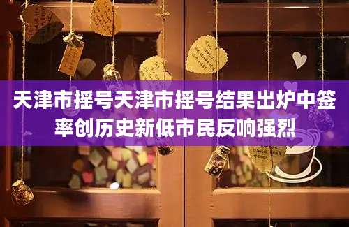天津市摇号天津市摇号结果出炉中签率创历史新低市民反响强烈