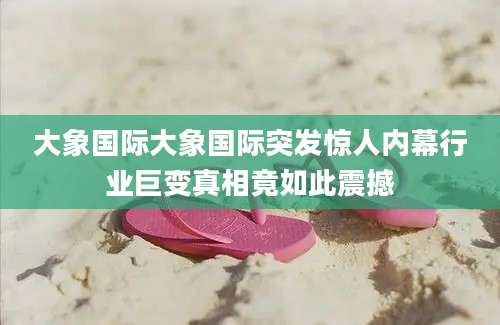 大象国际大象国际突发惊人内幕行业巨变真相竟如此震撼
