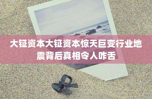 大钲资本大钲资本惊天巨变行业地震背后真相令人咋舌