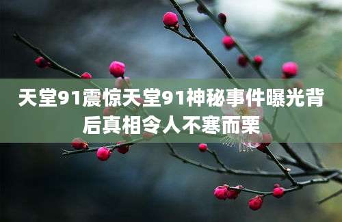 天堂91震惊天堂91神秘事件曝光背后真相令人不寒而栗