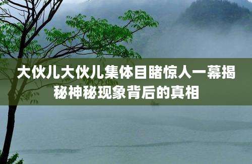 大伙儿大伙儿集体目睹惊人一幕揭秘神秘现象背后的真相