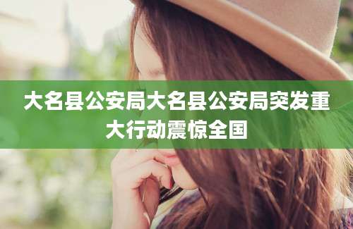 大名县公安局大名县公安局突发重大行动震惊全国