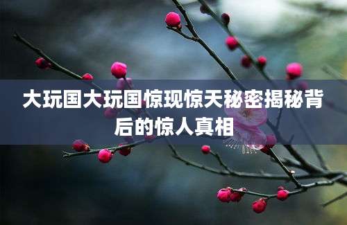 大玩国大玩国惊现惊天秘密揭秘背后的惊人真相