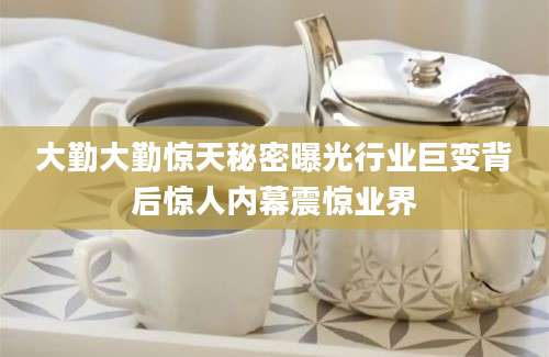 大勤大勤惊天秘密曝光行业巨变背后惊人内幕震惊业界