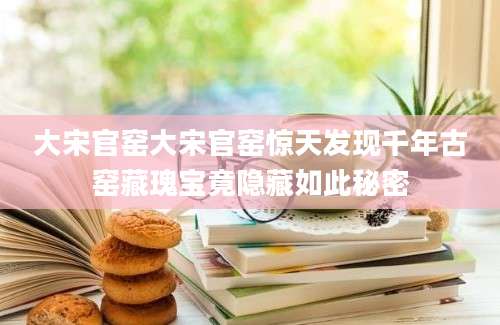 大宋官窑大宋官窑惊天发现千年古窑藏瑰宝竟隐藏如此秘密