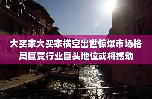 大买家大买家横空出世惊爆市场格局巨变行业巨头地位或将撼动