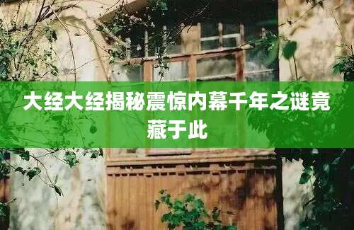 大经大经揭秘震惊内幕千年之谜竟藏于此