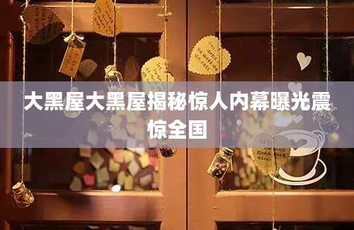 大黑屋大黑屋揭秘惊人内幕曝光震惊全国