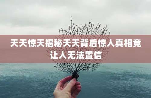 天天惊天揭秘天天背后惊人真相竟让人无法置信