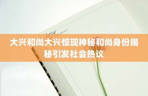大兴和尚大兴惊现神秘和尚身份揭秘引发社会热议