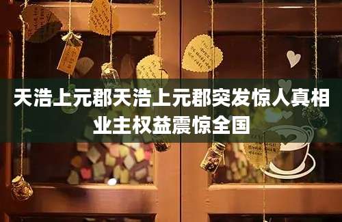 天浩上元郡天浩上元郡突发惊人真相业主权益震惊全国