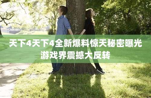 天下4天下4全新爆料惊天秘密曝光游戏界震撼大反转