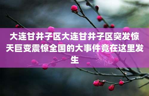 大连甘井子区大连甘井子区突发惊天巨变震惊全国的大事件竟在这里发生