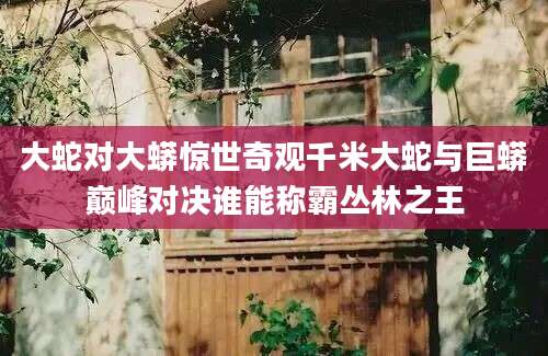 大蛇对大蟒惊世奇观千米大蛇与巨蟒巅峰对决谁能称霸丛林之王
