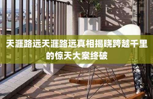 天涯路远天涯路远真相揭晓跨越千里的惊天大案终破
