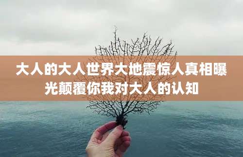 大人的大人世界大地震惊人真相曝光颠覆你我对大人的认知