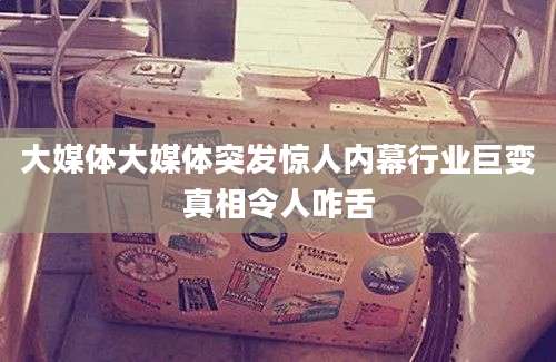 大媒体大媒体突发惊人内幕行业巨变真相令人咋舌