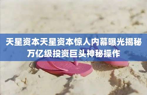 天星资本天星资本惊人内幕曝光揭秘万亿级投资巨头神秘操作