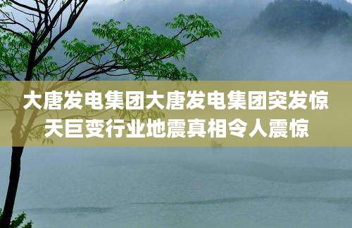 大唐发电集团大唐发电集团突发惊天巨变行业地震真相令人震惊