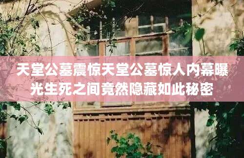 天堂公墓震惊天堂公墓惊人内幕曝光生死之间竟然隐藏如此秘密