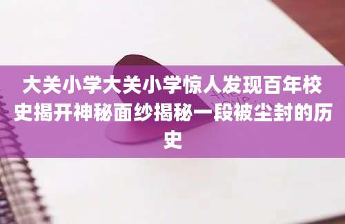 大关小学大关小学惊人发现百年校史揭开神秘面纱揭秘一段被尘封的历史