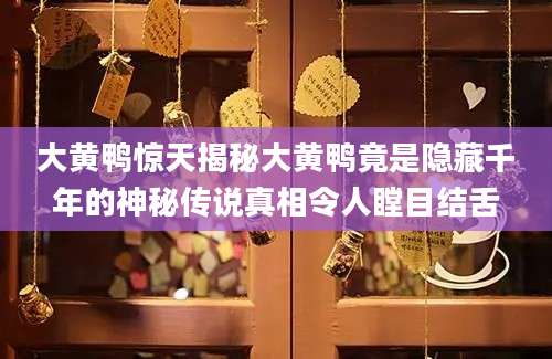 大黄鸭惊天揭秘大黄鸭竟是隐藏千年的神秘传说真相令人瞠目结舌