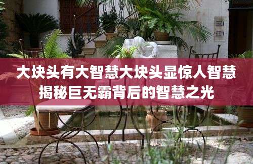 大块头有大智慧大块头显惊人智慧揭秘巨无霸背后的智慧之光
