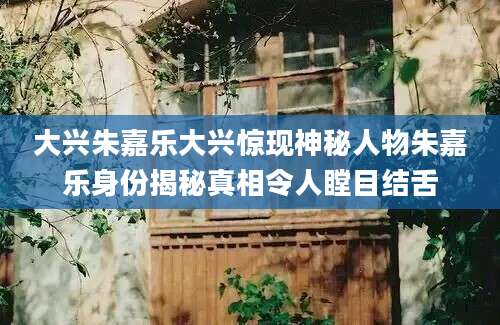 大兴朱嘉乐大兴惊现神秘人物朱嘉乐身份揭秘真相令人瞠目结舌
