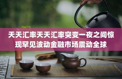 天天汇率天天汇率突变一夜之间惊现罕见波动金融市场震动全球