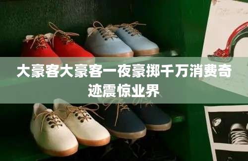 大豪客大豪客一夜豪掷千万消费奇迹震惊业界