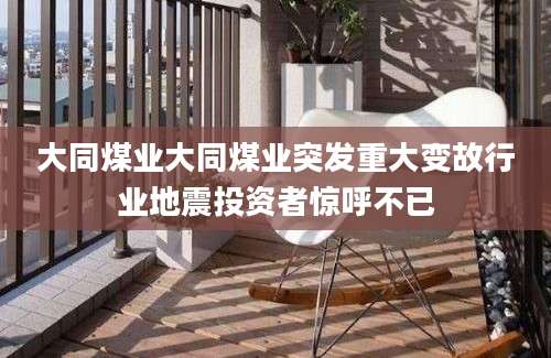 大同煤业大同煤业突发重大变故行业地震投资者惊呼不已