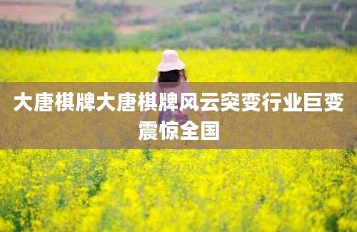 大唐棋牌大唐棋牌风云突变行业巨变震惊全国
